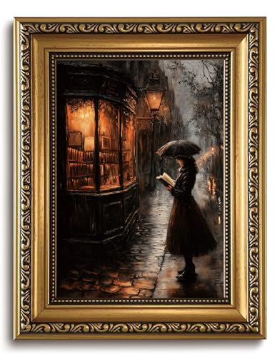 LHHJDIO Vintage Gold Framed Wall Art Moody Canvas Wall Art Victorian Dark Academia Pictures Wall Decor Gothic Art Prints for Living Room Bedroom Study - color: Dark-4, size: 10"L x 8"W