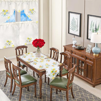 Simhomsen Embroidered Lemon Kitchen Window Curtain Swag and Tiers Set for Spring and Summer (Lemon) - color: Lemon