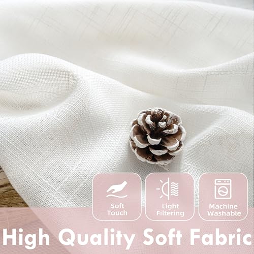 DriftAway Semi Sheer Scalloped Edge White Coastal Beach Window Curtains for Living Room Bedroom 2 Panels Rod Pocket Each Size 52 Inch by 72 Inch Pink - color: White Pink, size: 52"W x 72"L (Pack of 2)