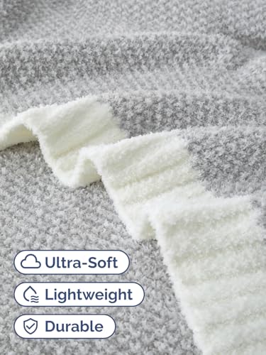 Heathered Grey Throw Blanket - Double Sided Cozy Knitted Blanket - 50x60 - color: 01 - Heathered Grey