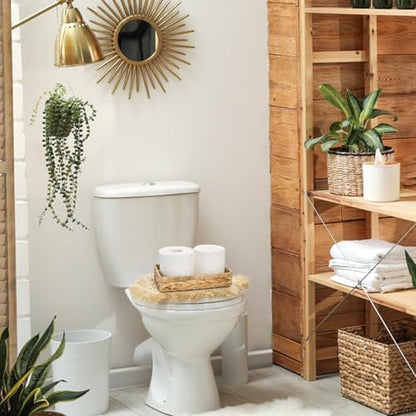 Eorbow 3 Packs Wicker Storage Trays, 10" Rattan Vanity Trays, Handwoven Toilet Paper Holder for Bathroom Towel, Rectangular Water Hyacinth Organizer for Countertop, Tank Topper, Pantry, Shelves