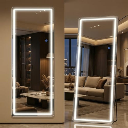 Antok 58"x18" LED Full Length Mirror, Lighted Floor Mirror, Rect - size: 58"L x 18"W, style: Rect Style