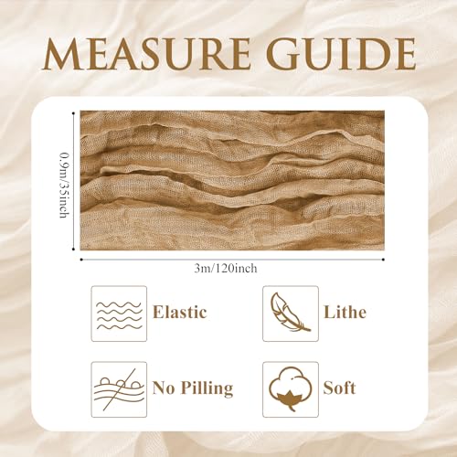 Cheesecloth Table Runner 10FT Khaki Boho Gauze Rustic Sheer Table Runners - color: Khaki, size: 1 Pack
