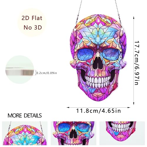 Skull Halloween Ornaments Colorful Window Hanging Decorations Home Wall Decor for Bedroom Patio Indoor Outdoor - color: Skull