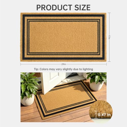 Front Door Mat Outside Non-Slip Welcome Doormat (Border, 17x29 in) - color: Border