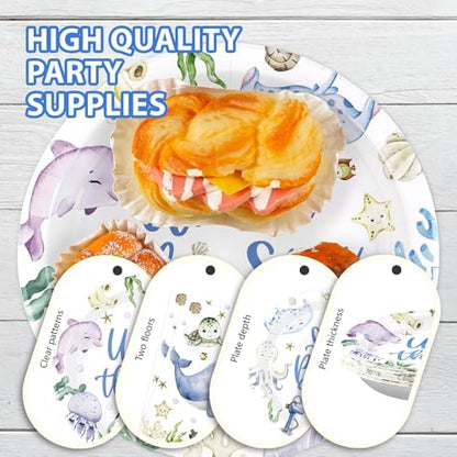 Grencian 96 Pcs Under the Sea Baby Shower Ocean Themed Supplies, Serves 24 - style: Under the Sea Kit