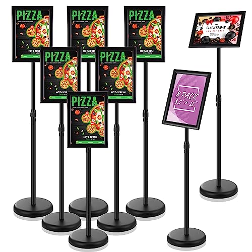 LEIFIDE 8 Pack Black 8.3 x 11.7'' A4 Adjustable Pedestal Sign Holder - color: Black, size: 8.3 x 11.7''