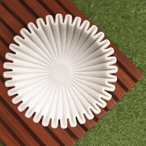 SWADESHI BLESSINGS Handcrafted Large Marble Ruffle Bowl for Home Decor, 10" - size: 10 Inches