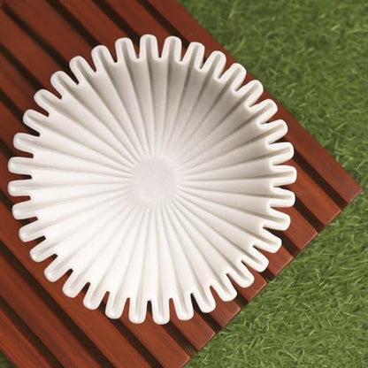 SWADESHI BLESSINGS Handcrafted Large Marble Ruffle Bowl for Home Decor, 10" - size: 10 Inches