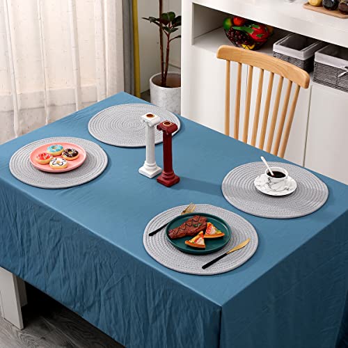 6 Pack Cotton Woven Placemats, 13.8 inches Round Plate Chargers Grey Thick Placemat Set Cotton Rope Braided Tablemats Rattan Tablemats Rustic Weave Placemats for Dining Table - color: Gray, size: Round Set of 6