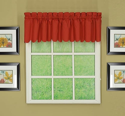 Today's Curtain, Orleans Scallop Curtain, Brick Red Valance, 60" W x 12" L, Brick Red - color: Brick Red, size: 60"W x 12"L (Pack of 1)