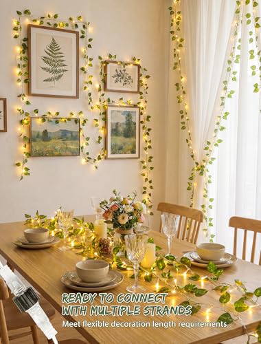Vine with Fairy Lights,23FT Faux Pothos Garland with Remote - color: Pothos, size: 73 LED-Plug