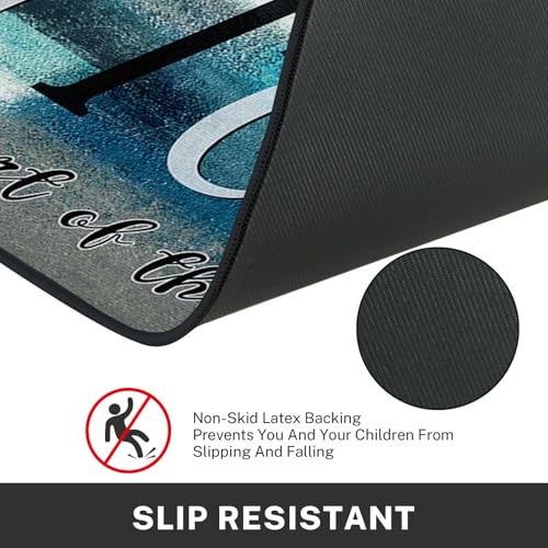 Kitchen Rugs Set of 2 Non Slip WashableAbstract Teal Turquoise - color: Teal Turquoise 1