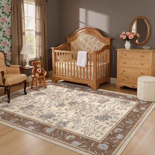 GarveeHome 5x7 Area Rug Brown Washable Rugs for Living Room Bedroom - color: Brown, size: 5' x 7' (Rectangular)