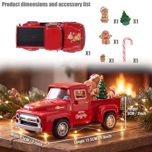 Christmas Red Gingerbread Pickup Truck Table Decor - color: Red