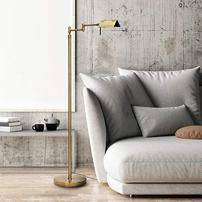 O'Bright Brook Adjustable Dimmable LED Pharmacy Floor Lamp, Antique Brass - color: Antique Brass (Gold)