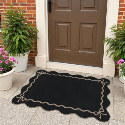 Rugalia Easy Jute Scalloped Entryway Rug 2x3 Black Front Door Mats - color: Black Bow, size: 2' x 3' (Rectangular)