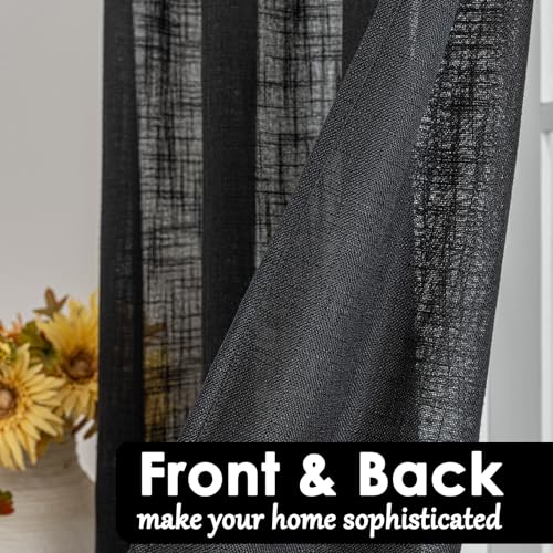 Beda Home Tassel Linen Textured Swag Curtain Valance, Black, 36 x 45 in - color: Black, size: 36"W x 45"L (Pack of 2)