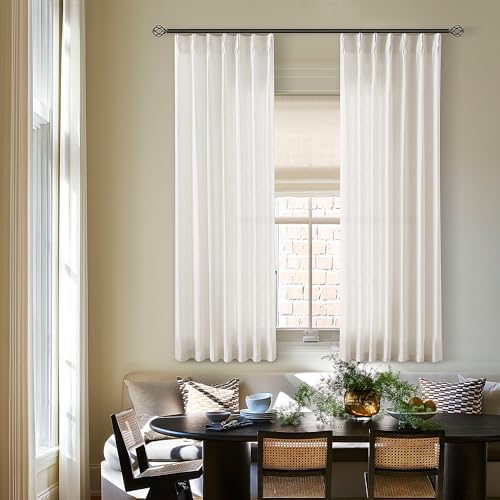Natural Pinch Pleated Linen Semi Sheer Curtains 54 Inch Length 2 Panels - color: Natural, size: 40"W x 54"L (Pack of 2)