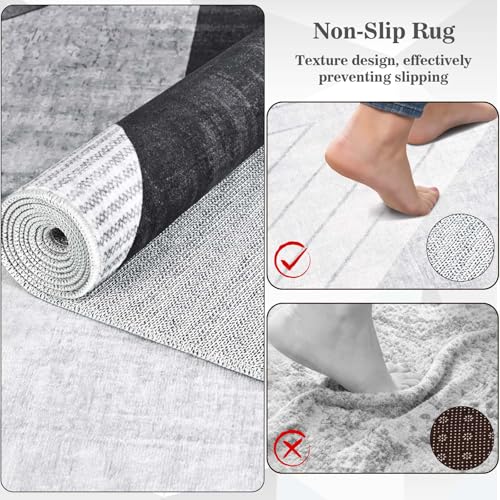 Yinhua Geometric Washable Rugs 3x5 Modern Living Room Rug Washable, Grey - color: Grey, size: 3 x 5 ft