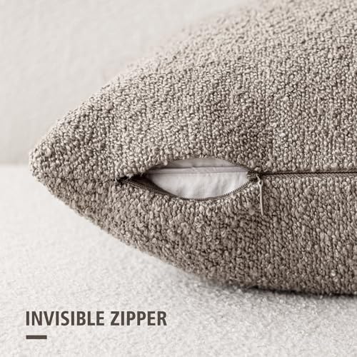 Foindtower Decorative Textured Boucle Throw Pillow Covers 16x16 Light Taupe - color: Light Taupe, size: 16" x 16" (Pack of 2)