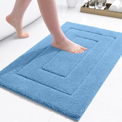 Buganda Microfiber Bathroom Rugs 24x16, Soft Shaggy Absorbent Bath Rugs - color: Blue, size: 24" X 16"