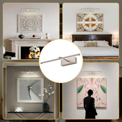 Picture Light, Wireless Picture Lights for Wall, 3CCT Dimmable - color: Nickel