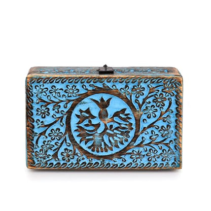 |Wooden Jewelry Box, Tarot Box, Celestial Home Decor, Witch Box, Tree of Life, Trinket Box |Size- 8" x 5" x 2.5",| Decorative Storage Bin