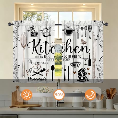 Farmhouse Kitchen Window Curtains Over Sink 27.5" W x 36" L - color: Rustic Farmhouse Kitchen Curtains, size: 27.5"W x 36"L (Pack of 2)