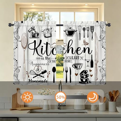 Farmhouse Kitchen Window Curtains Over Sink 27.5" W x 36" L - color: Rustic Farmhouse Kitchen Curtains, size: 27.5"W x 36"L (Pack of 2)