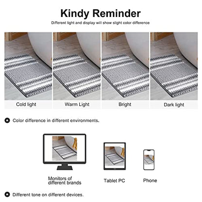 PiccoCasa Chenille Striped Bathroom Rug, Non Slip 20x32 Dark Gray & White - color: Dark Gray & White, size: 1'8" x 2'8" (Rectangular)