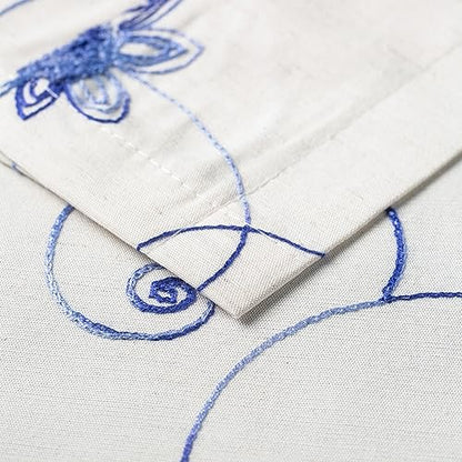 VOGOL Blue Flower Embroidered Kitchen Valance, 42 x 18 Inches - color: Hy-blue, size: 42"W x 18"L (Pack of 1)