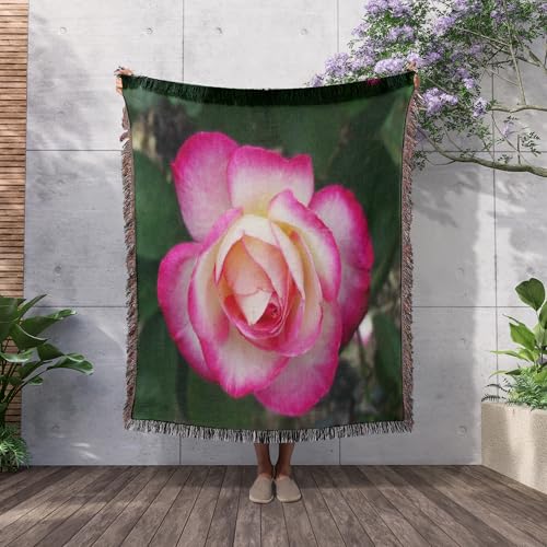 3dRose Lovely Double Delight Rose Blossom Woven Blanket