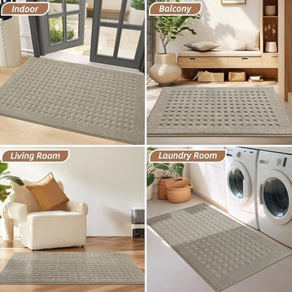 BEQHAUSE Dirt Trapper Door Mats 36"x60", Non Slip Washable, Beige - color: Beige, size: 36" X 60" (Rectangular)