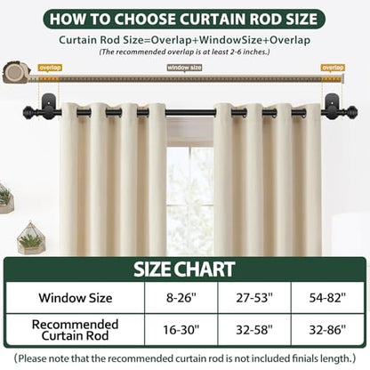 KAMANINA No Drill Curtain Rods for Windows 32 to 58 Inch, Adjustable, Black - color: Black, size: 32-58"