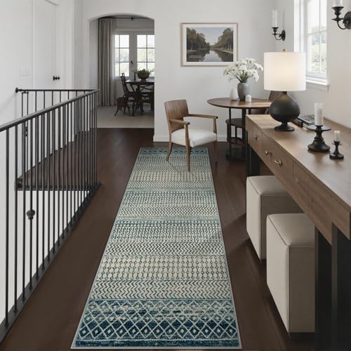 Entry Way Rugs Indoor Runner, 2'6''x8' Coastal Runner Rug - color: Royal Blue, size: 2'6" x 8' (Runner)