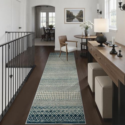 Entry Way Rugs Indoor Runner, 2'6''x8' Coastal Runner Rug - color: Royal Blue, size: 2'6" x 8' (Runner)