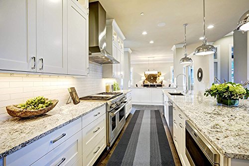3 Ft Grey Entryway Kitchen Bath Rug Mat, Non Slip Washable, Soft - color: Anthracite Lines, size: 2'2" x 3' (Rectangular)