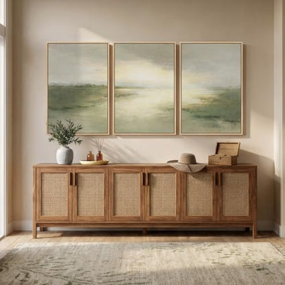 Large Framed Sage Green Abstract Landscape Wall Art for Living Room, 24x36 - color: Geen B, size: 24" W x 36" H x 3pcs