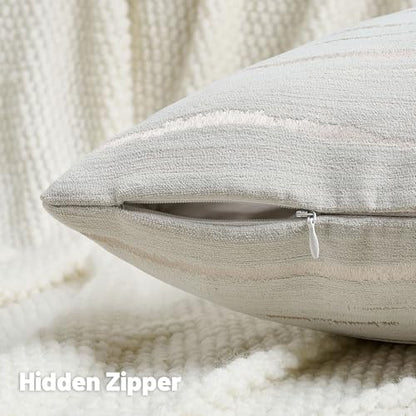 HAUSSY Pack of 2 Chenille Embossed Throw Pillow Covers 16x16 Inch, Cream - color: Cream, size: 16" x 16" (Pack of 2)