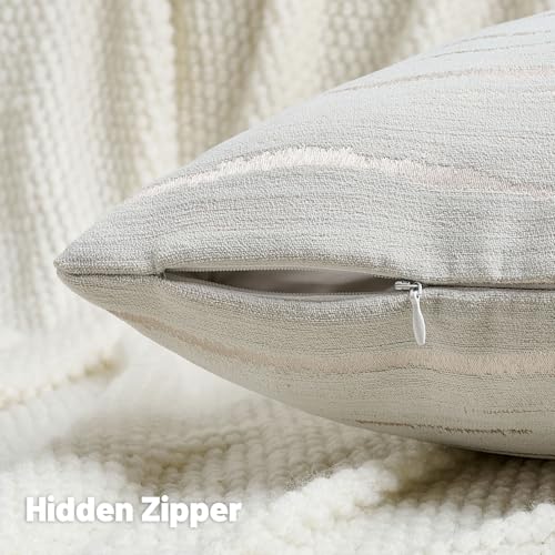 HAUSSY Pack of 2 Chenille Embossed Throw Pillow Covers 22x22 Inch, Cream - color: Cream, size: 22" x 22" (Pack of 2)