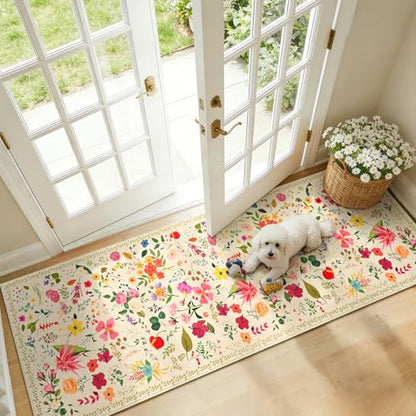 ISEAU Boho Washable Kitchen Rugs 2x6 Runner for Hallway Rug,Beige - color: Beige, size: 2ftx6ft