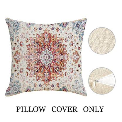 Boho Throw Pillow Covers 16x16 Orange and Blue Teal Ethnic Pillows - color: Boho, size: 16" x 16" (Pack of 2)