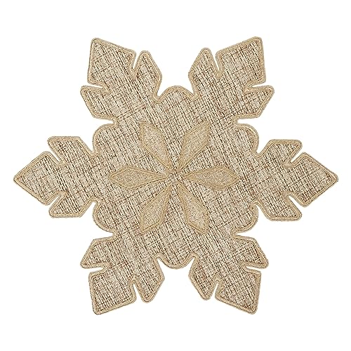 Feuille Christmas Placemats Set of 4 - Snowflake Burlap Holiday Placemats for Round Table, Farmhouse Winter Decor for Christmas Table Decorations - style: Snowflake