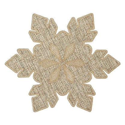 Feuille Christmas Placemats Set of 4 - Snowflake Burlap Holiday Placemats for Round Table, Farmhouse Winter Decor for Christmas Table Decorations - style: Snowflake