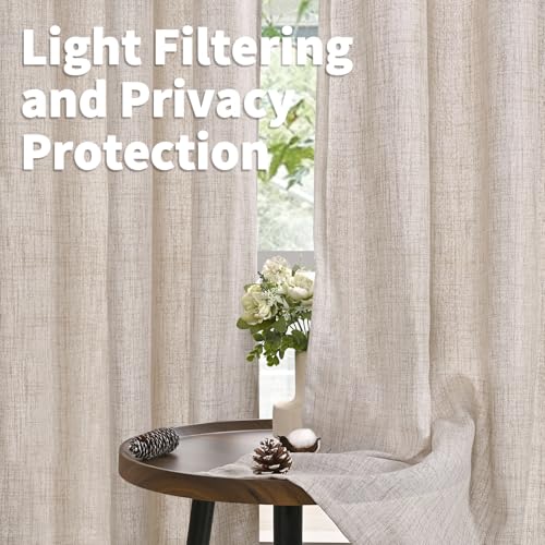 YoungsTex Natural Linen Curtains 78 Inch Length for Living Room 2 Panels - color: Natural, size: 52"W x 78"L (Pack of 2)