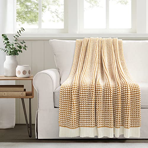 Lush Decor Chic and Soft Knitted Throw Blanket Single 50" W x 60" L Yellow - Yellow Throw Blankets for Bed - Couch Blanket - Soft Blankets - color: Yellow