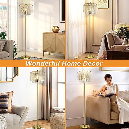 Luvkczc Gold Crystal Floor Lamp, 64" Tall Elegant Standing Lamp - color: Gold
