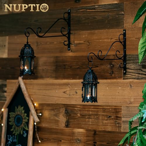 NUPTIO Moroccan Style Candle Lantern, Tealight Candle Holder with Glass - color: Black, size: 2 Pcs Small Size
