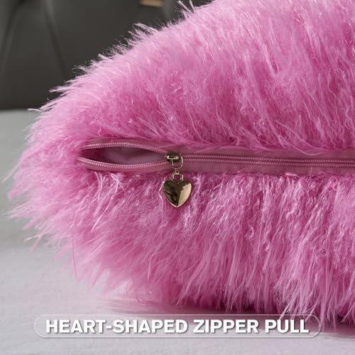 FUTEI Pack of 2 Faux Wool Throw Pillow Covers 18x18 Inch, Hot Pink - color: Hot Pink